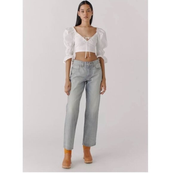 Urban Outfitters Rozi Puff Sleeve Front Tie White Blouse Size XS - Picture 11 of 11